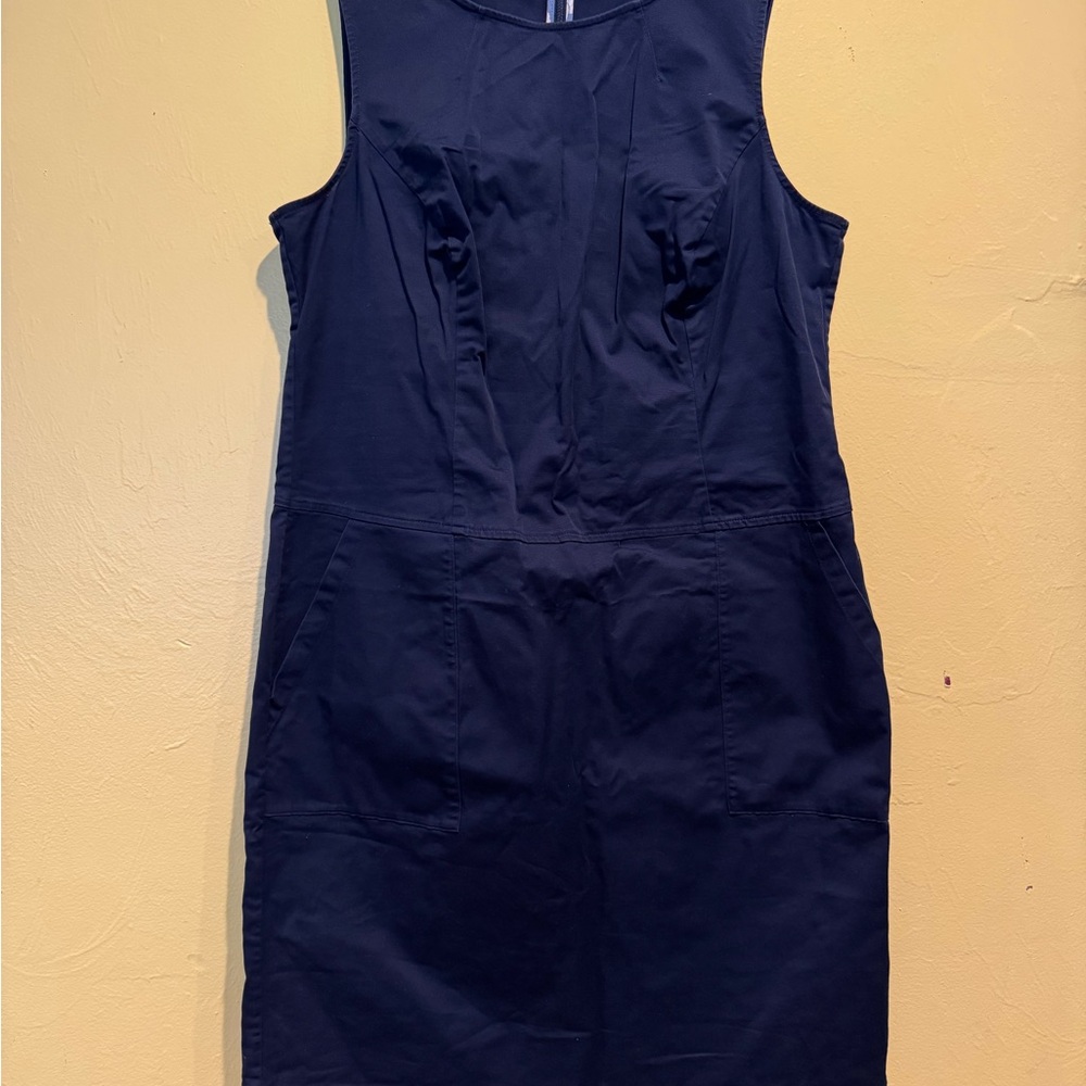 Boden Navy Sleeveless Cotton Dress with Pockets